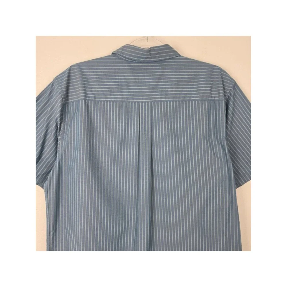 Patagonia Fezzman Button Shirt Short Sleeve Organic Cotton Striped Blue Size M